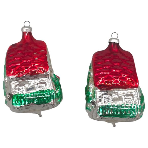 Vtg Glass Cottage House Christmas Tree Ornament West Germany 1950s Holiday Decor - Picture 4 of 7